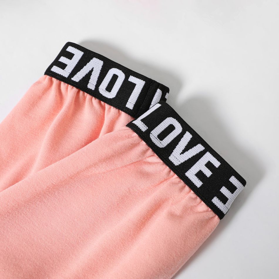 2pcs Kid Girl Letter Print Webbing Design Sweatshirt and Pants Set Pink big image 7