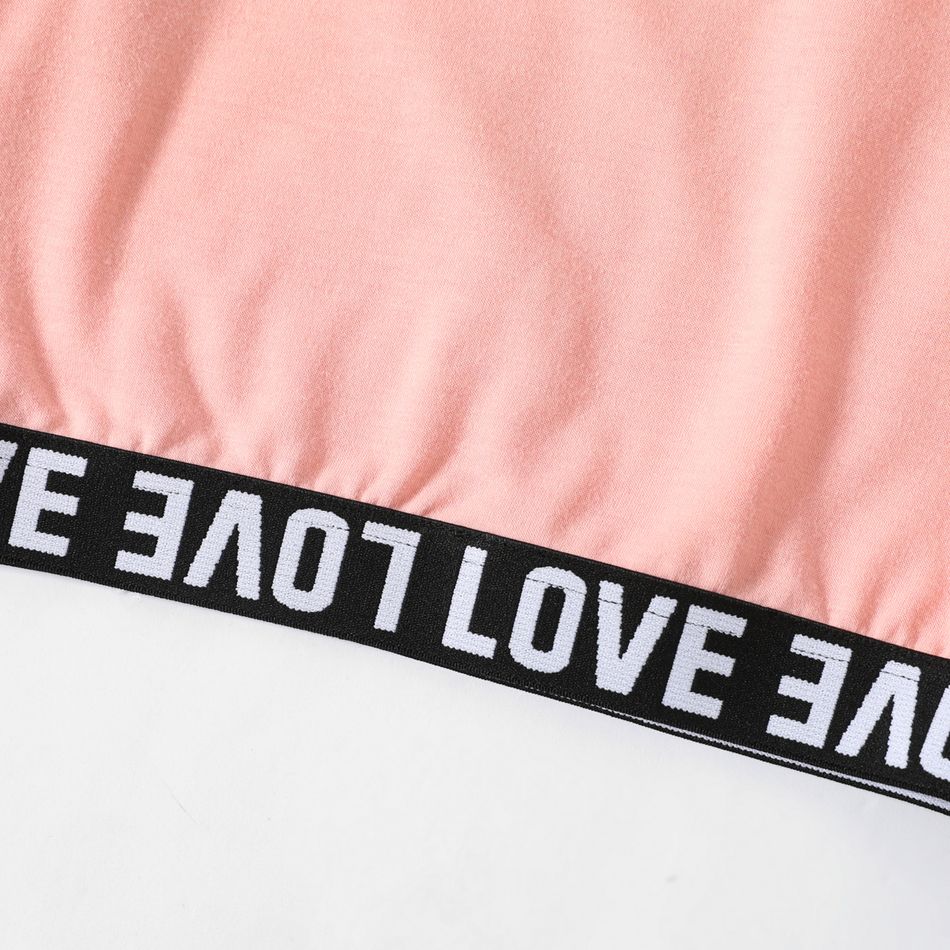 2pcs Kid Girl Letter Print Webbing Design Sweatshirt and Pants Set Pink big image 5