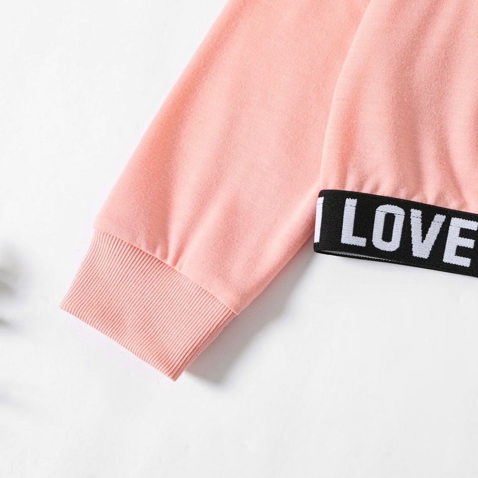 2pcs Kid Girl Letter Print Webbing Design Sweatshirt and Pants Set Pink big image 6