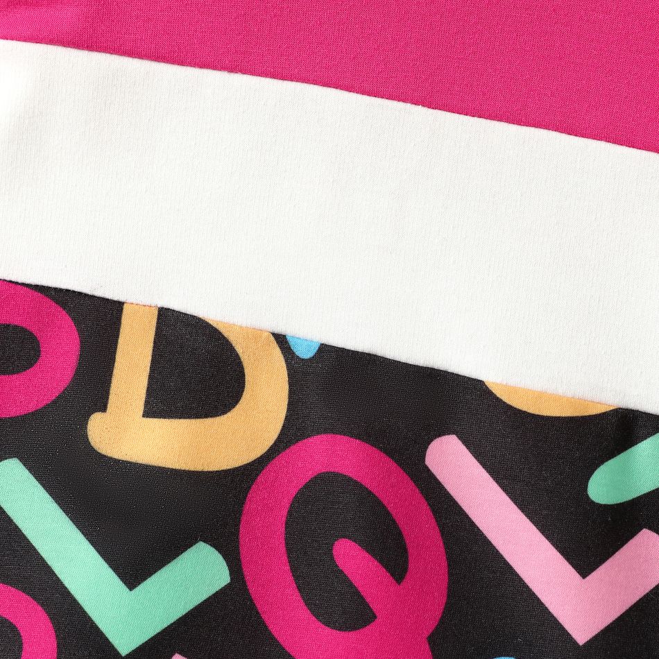 2pcs Kid Girl Letter Print Colorblock Sweatshirt and Elasticized Pants Set Pink big image 3