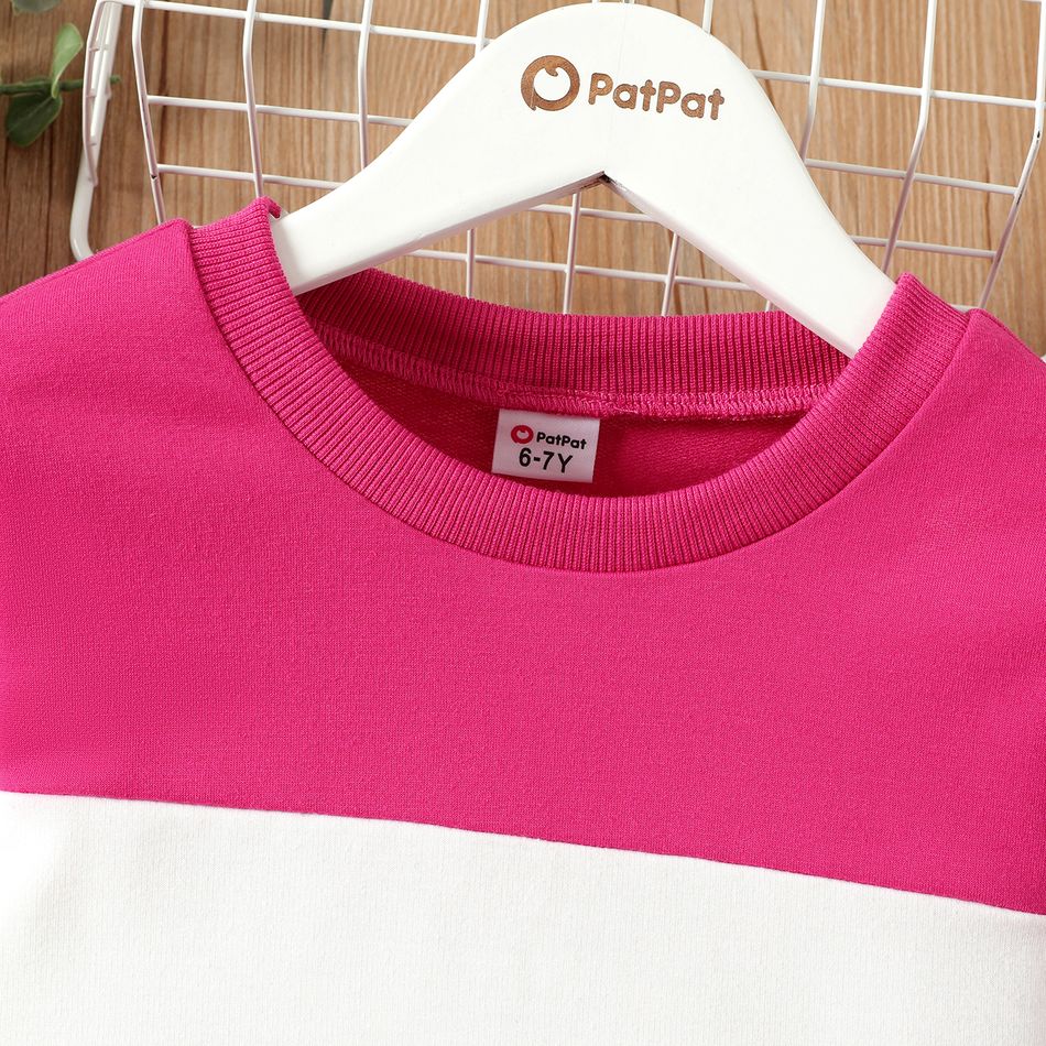 2pcs Kid Girl Letter Print Colorblock Sweatshirt and Elasticized Pants Set Pink big image 4