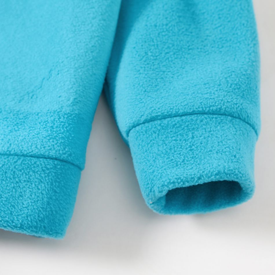 Activewear Kid Boy Colorblock Polar Fleece Zipper Design Stand Collar Sweatshirt Lakeblue big image 6