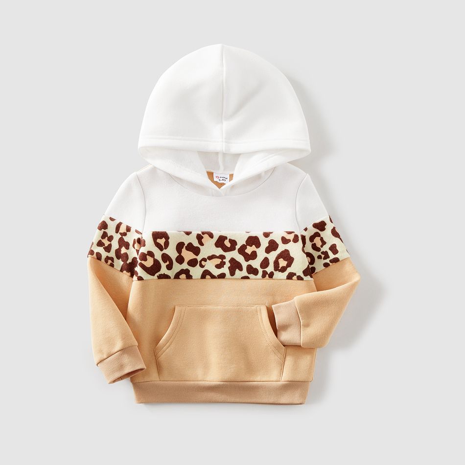 Family Matching Leopard Print Colorblock Spliced Long-sleeve Hoodies ColorBlock big image 9