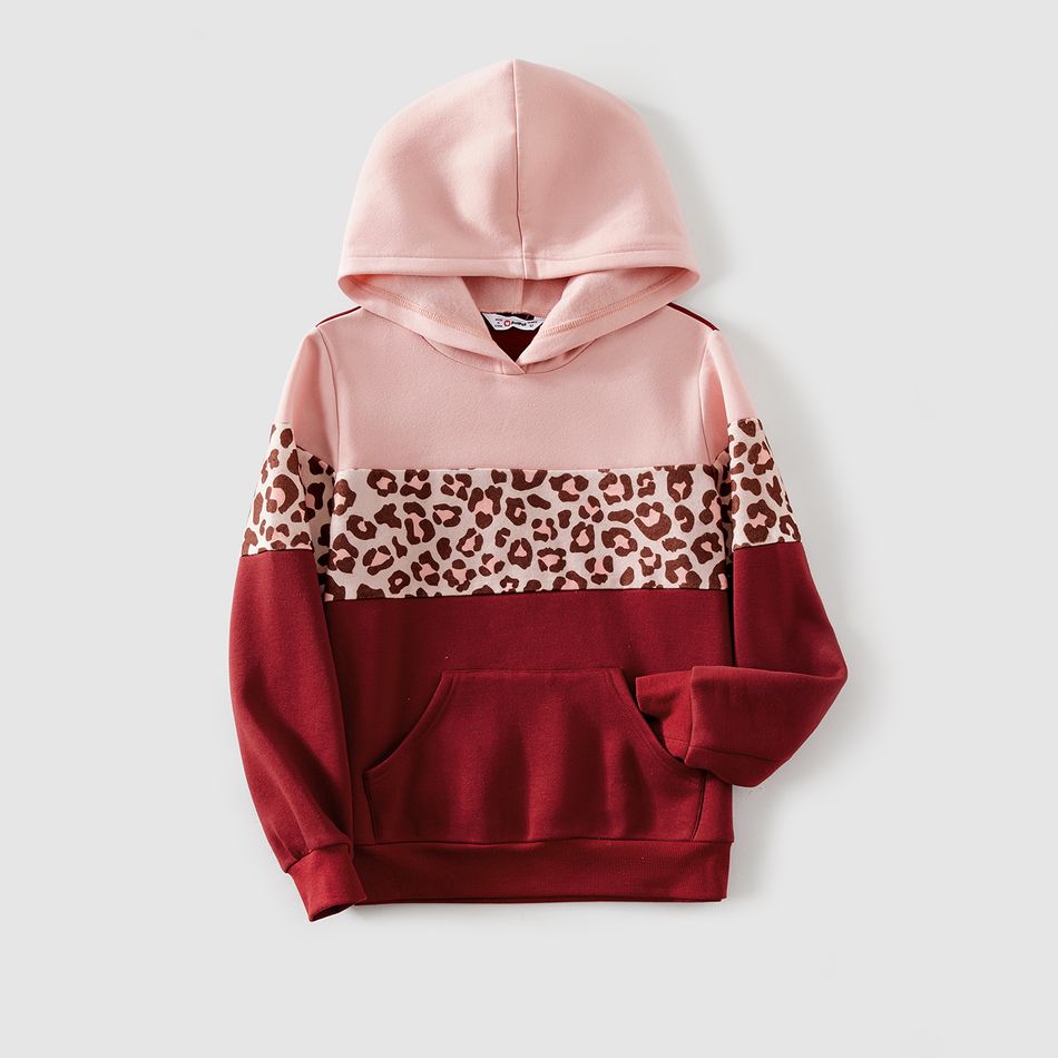 Family Matching Leopard Print Colorblock Spliced Long-sleeve Hoodies ColorBlock big image 5