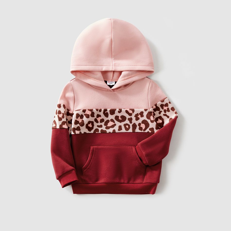 Family Matching Leopard Print Colorblock Spliced Long-sleeve Hoodies ColorBlock big image 8