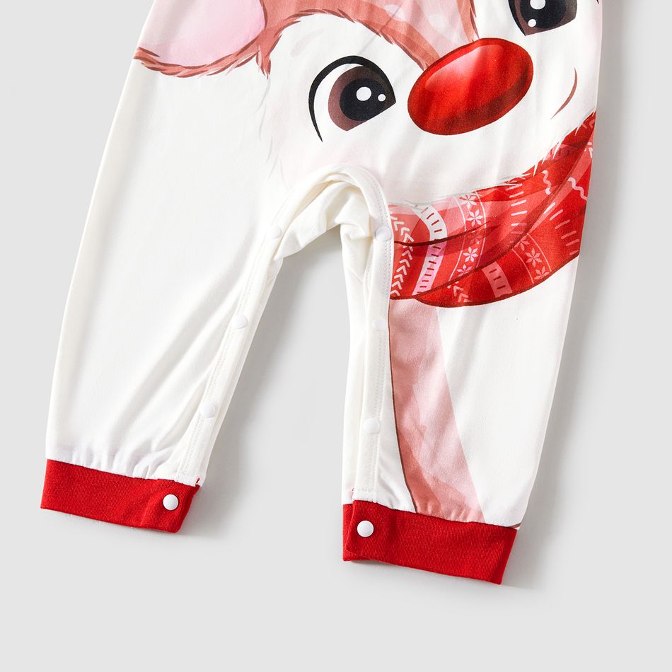 Christmas Deer & Lights Print Red Family Matching Raglan-sleeve Pajamas Sets (Flame Resistant) REDWHITE big image 15
