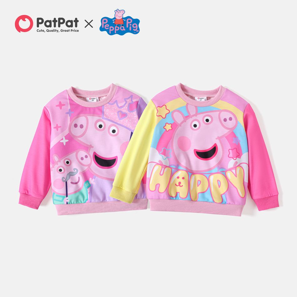 Peppa Pig Toddler Girl Colorblock Pullover Sweatshirt pinkpurple big image 6