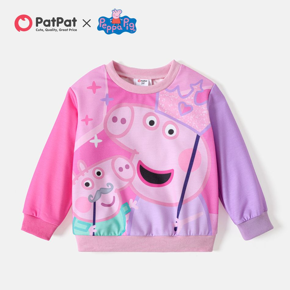 Peppa Pig Toddler Girl Colorblock Pullover Sweatshirt pinkpurple big image 1