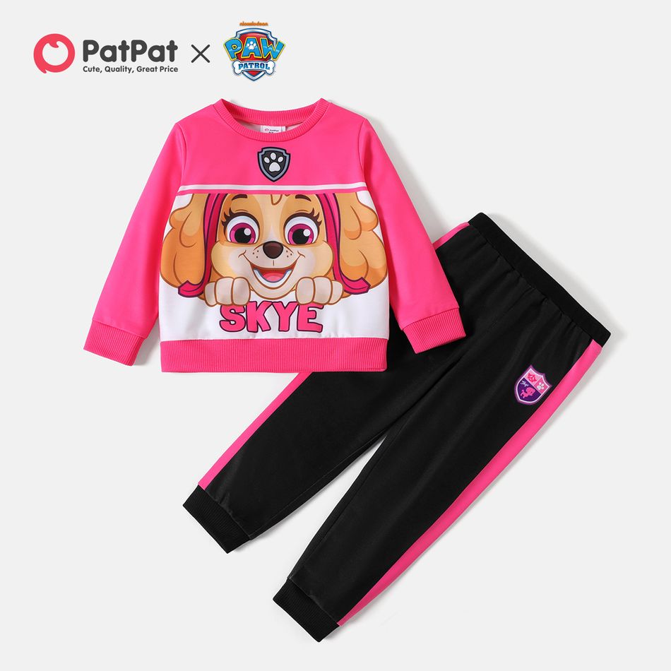 PAW Patrol 2pcs Toddler Girl/Boy Letter Print Sweatshirt and Elasticized Pants Set Roseo big image 1