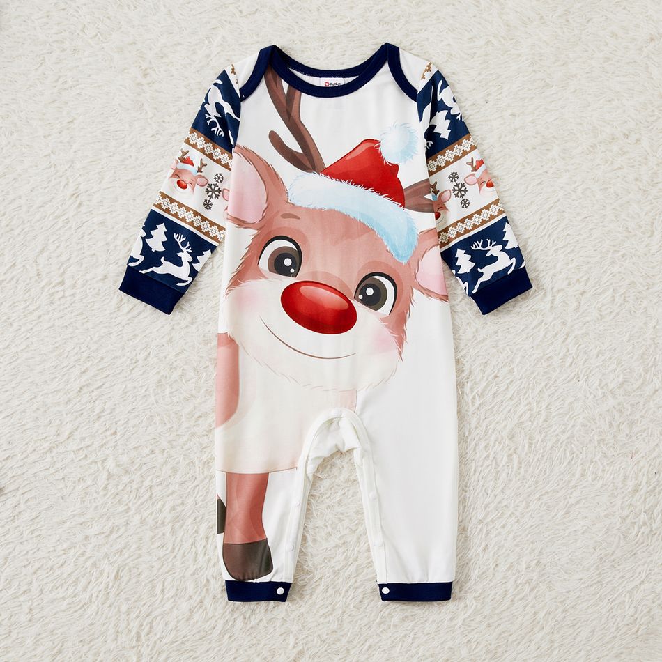 Christmas Family Matching Allover Blue Print Long-sleeve Pajamas Sets (Flame Resistant) blueblack big image 10