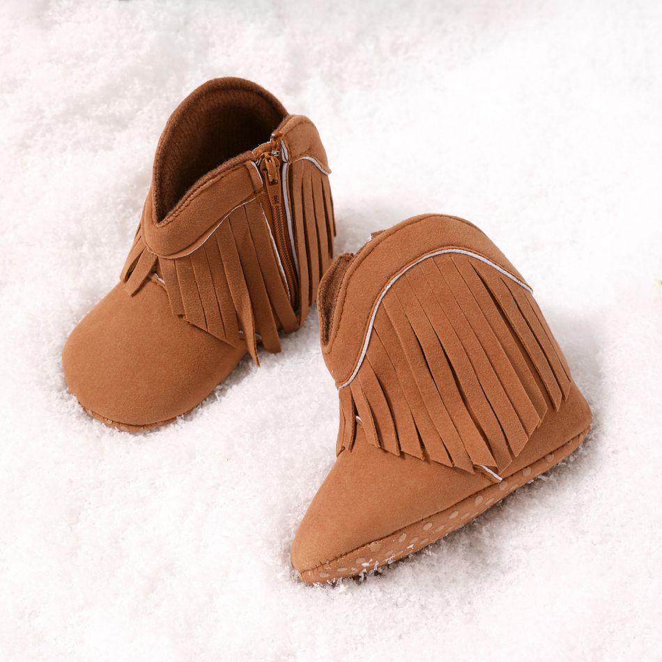 Baby / Toddler Tassel Decor High Top Prewalker Shoes Brown big image 2