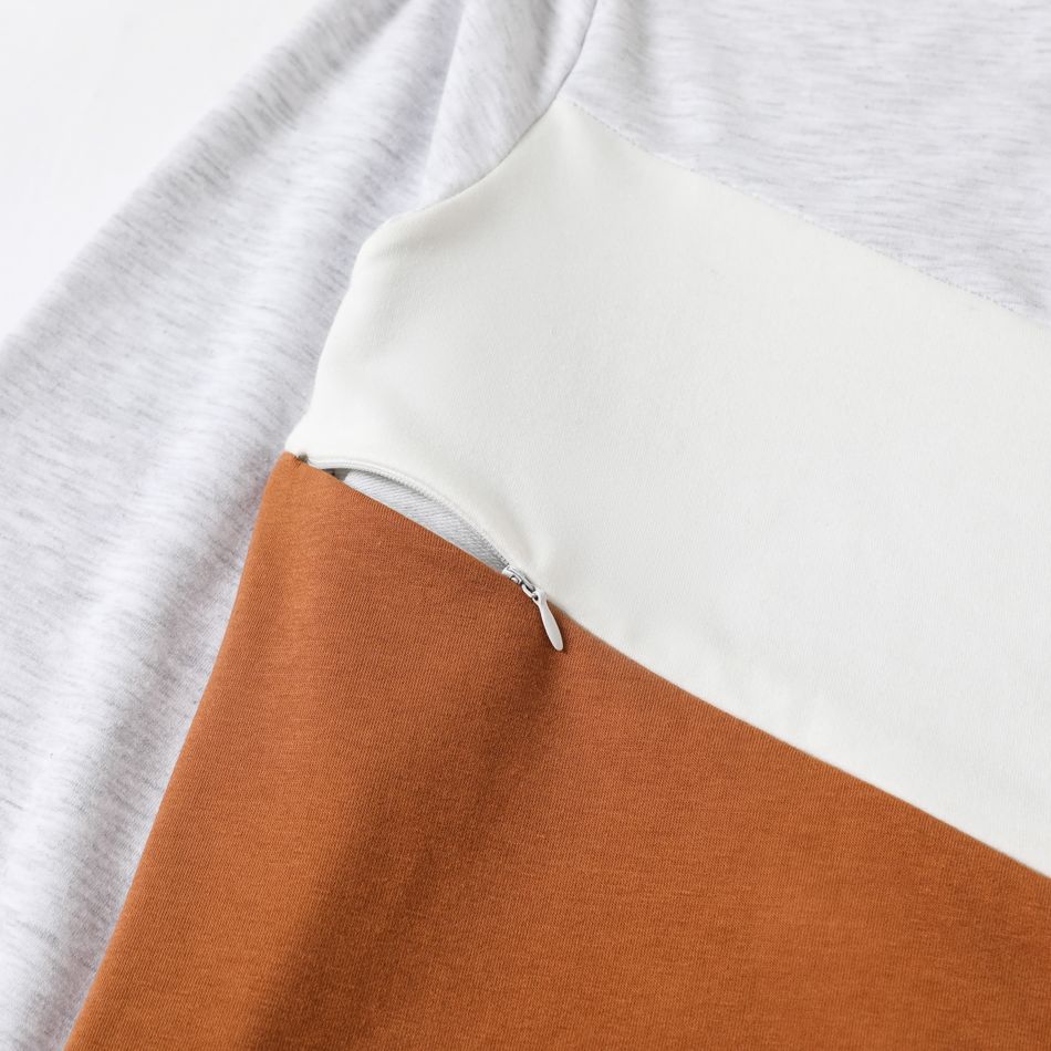 Nursing Color Block Long-sleeve Pullover Sweatshirt Orange big image 8