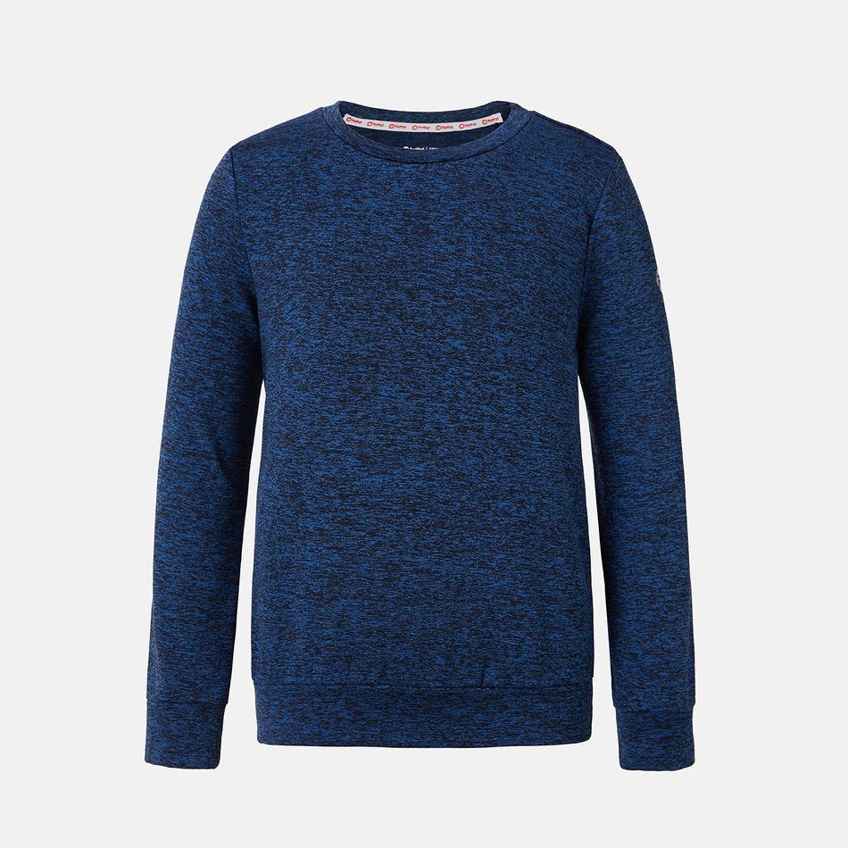 Activewear Kid Boy Solid Color Pullover Sweatshirt Blue