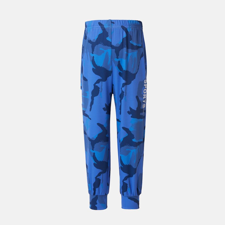 Activewear Toddler Boy Letter Camouflage Print Elasticized Pants Blue big image 3