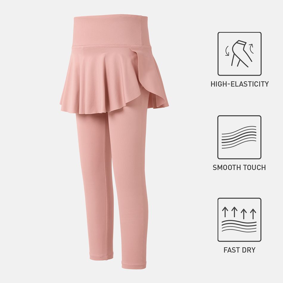 Activewear Toddler Girl Solid Color Ruffled Skirt Leggings pink