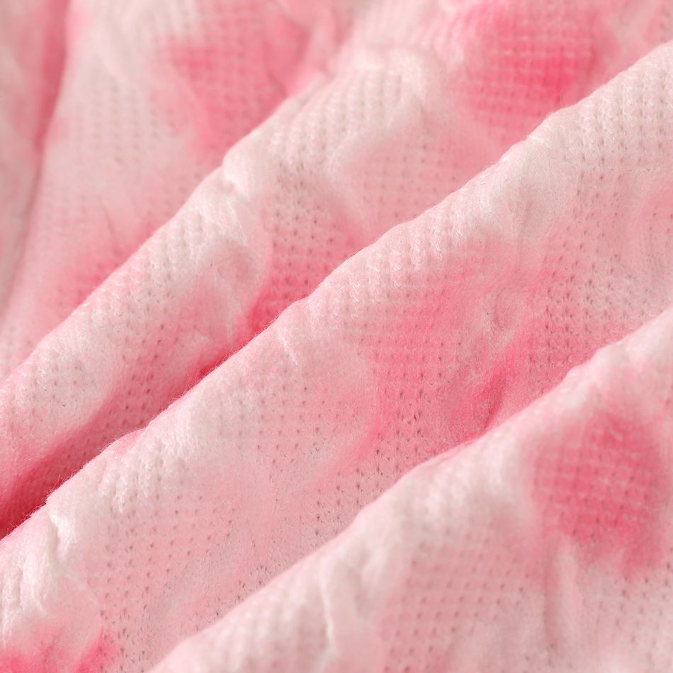 2pcs Kid Girl Tie Dyed Textured Pullover Sweatshirt and Pants Set Pink big image 5