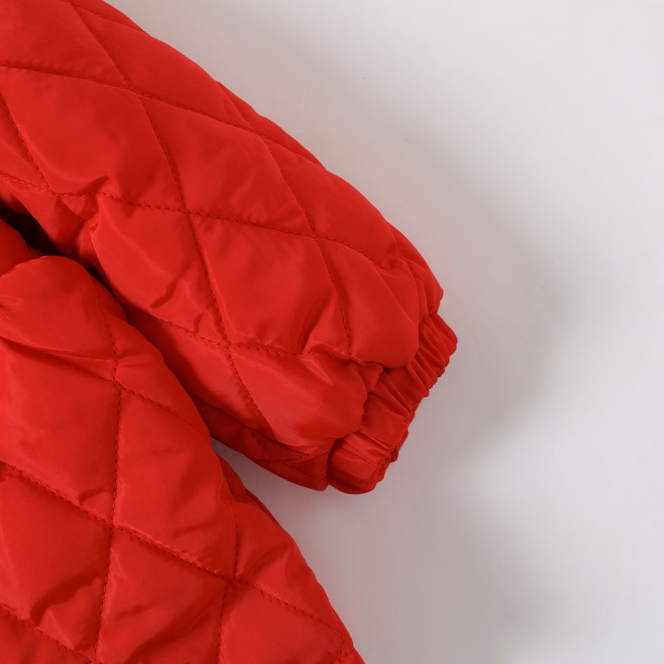 طفلة ليوبارد طوق غامض معطف مبطن الحرارية طويلة الأكمام أحمر big image 5