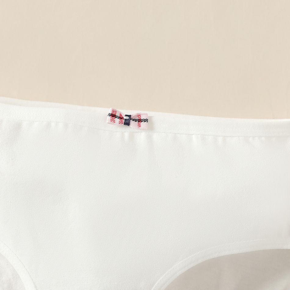 Kid Girl Bowknot Decor Solid Color Cotton Underwear Briefs White big image 4