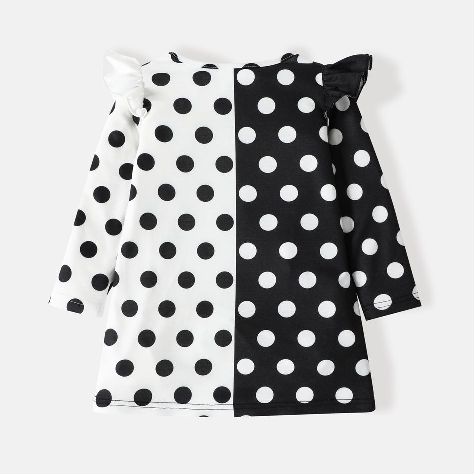 L.O.L. SURPRISE! Toddler Girl Polka dots Colorblock Ruffled Long-sleeve Dress Black big image 2