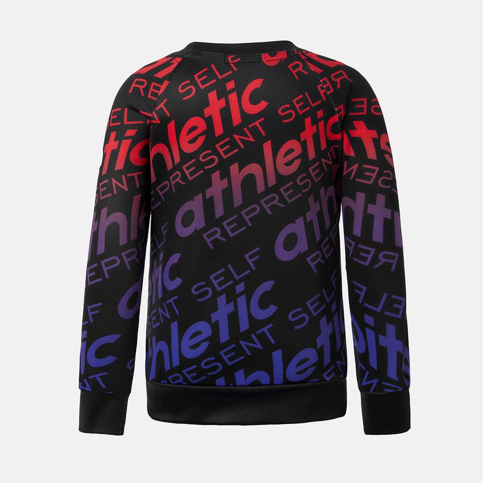 Activewear Toddler Boy Letter Allover Print Raglan Sleeve Pullover Sweatshirt Multi-color big image 3