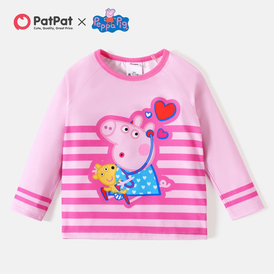 Peppa Pig 1 Stück Kleinkinder Unisex Kindlich Schwein Langärmelig T-Shirts rosa big image 1