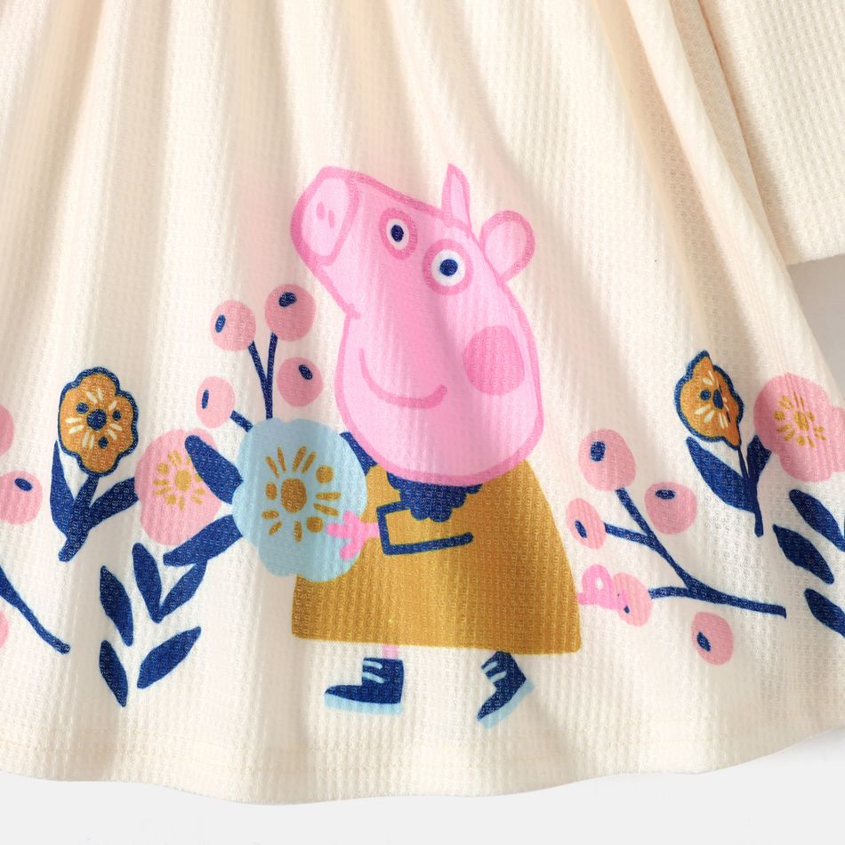Peppa Pig 2pcs Toddler Girl Floral Print Long-sleeve Dress and Fleece Jacket Set ColorBlock big image 4