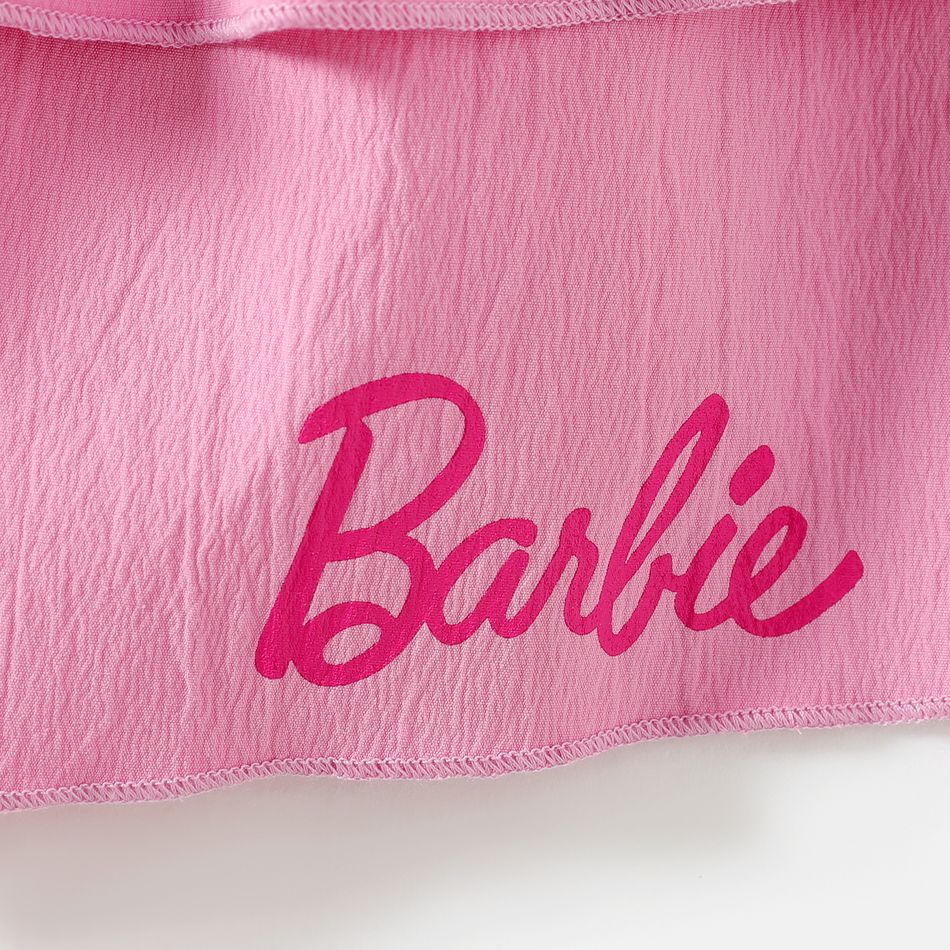 Barbie 2pcs Kid Girl Character Print Black Sweatshirt and Layered Pink Skirt Set Black big image 5