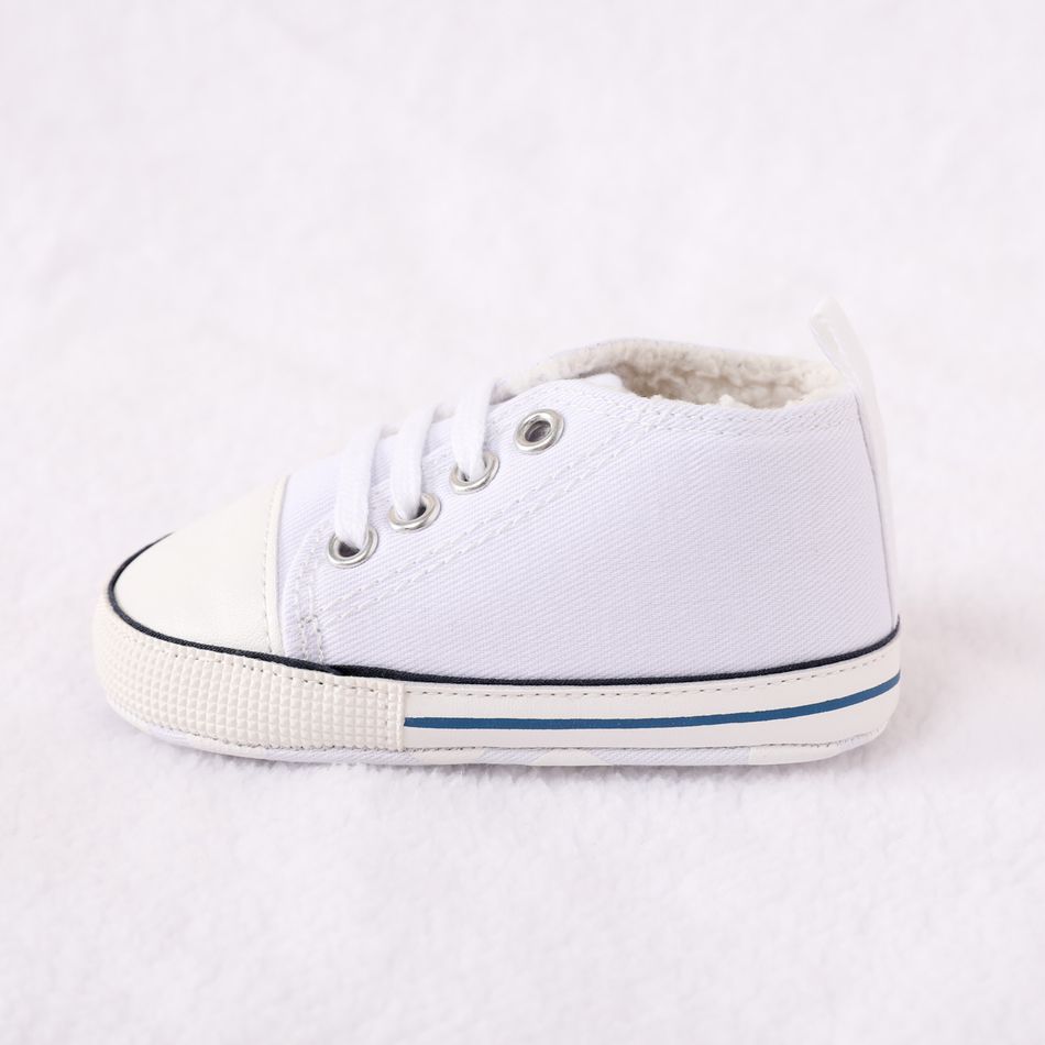 Baby / Toddler Fleece Lined Lace Up Front Prewalker Shoes White big image 4