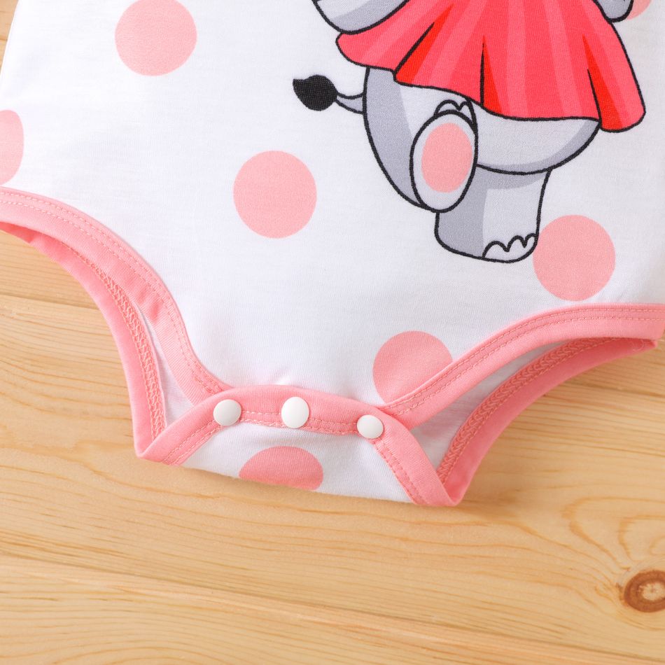 2pcs Baby Boy/Girl Elephant Print Long-sleeve Romper with Hat Set Pink big image 5