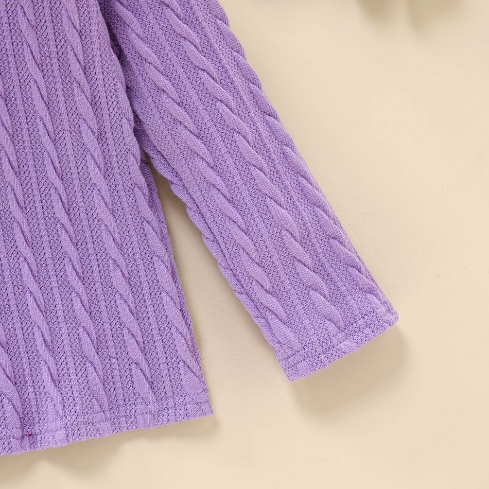 Toddler Girl Mock Neck Solid Color Textured Long-sleeve Tee Purple big image 5