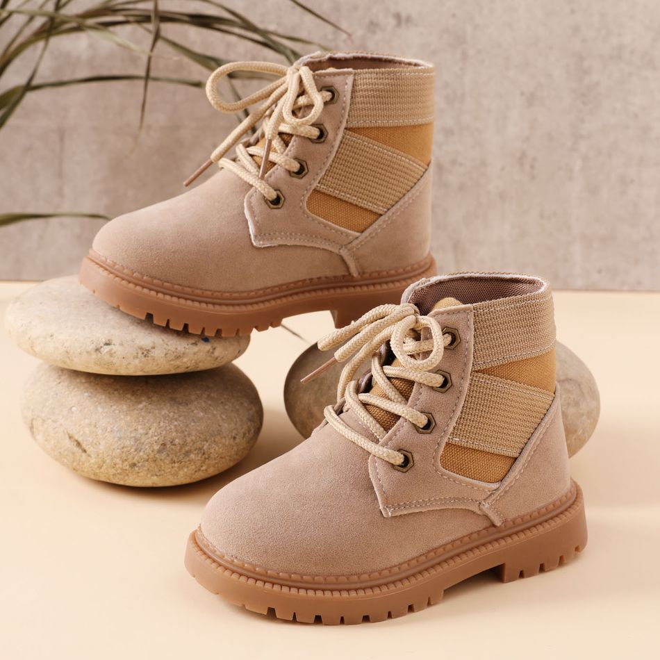Toddler / Kid Colorblock Lace Up Front Boots Beige