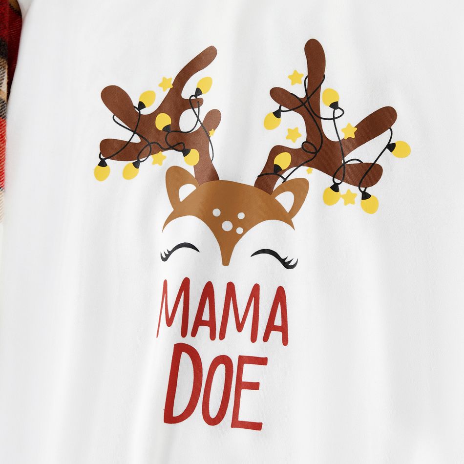 Christmas Family Matching Plaid Long-sleeve Spliced Deer & Letter Print Sweatshirts ColorBlock big image 6