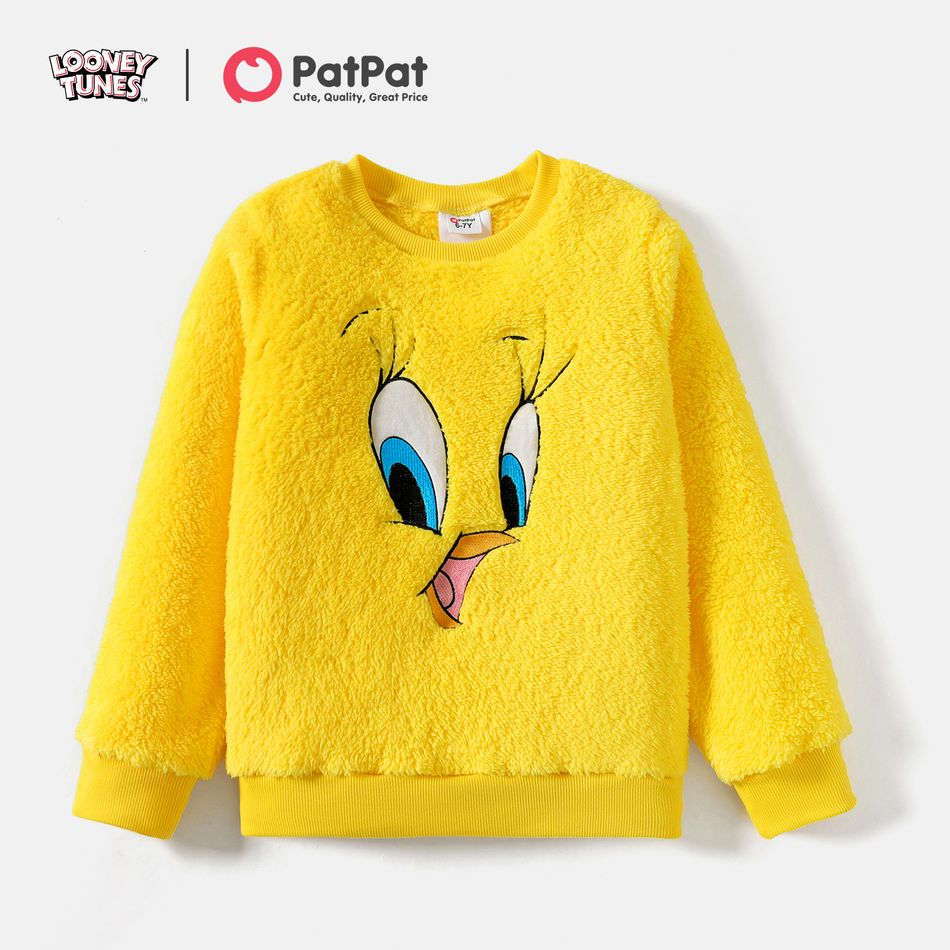 Looney Tunes Kid Girl Tweety Embroidered Fleece Sweatshirt Yellow big image 1