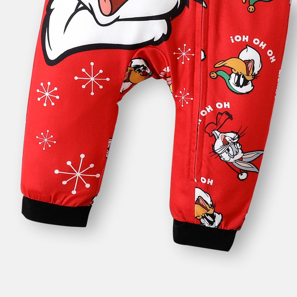 Looney Tunes Baby Boy/Girl Christmas Graphic Long-sleeve Zipper Jumpsuit Red