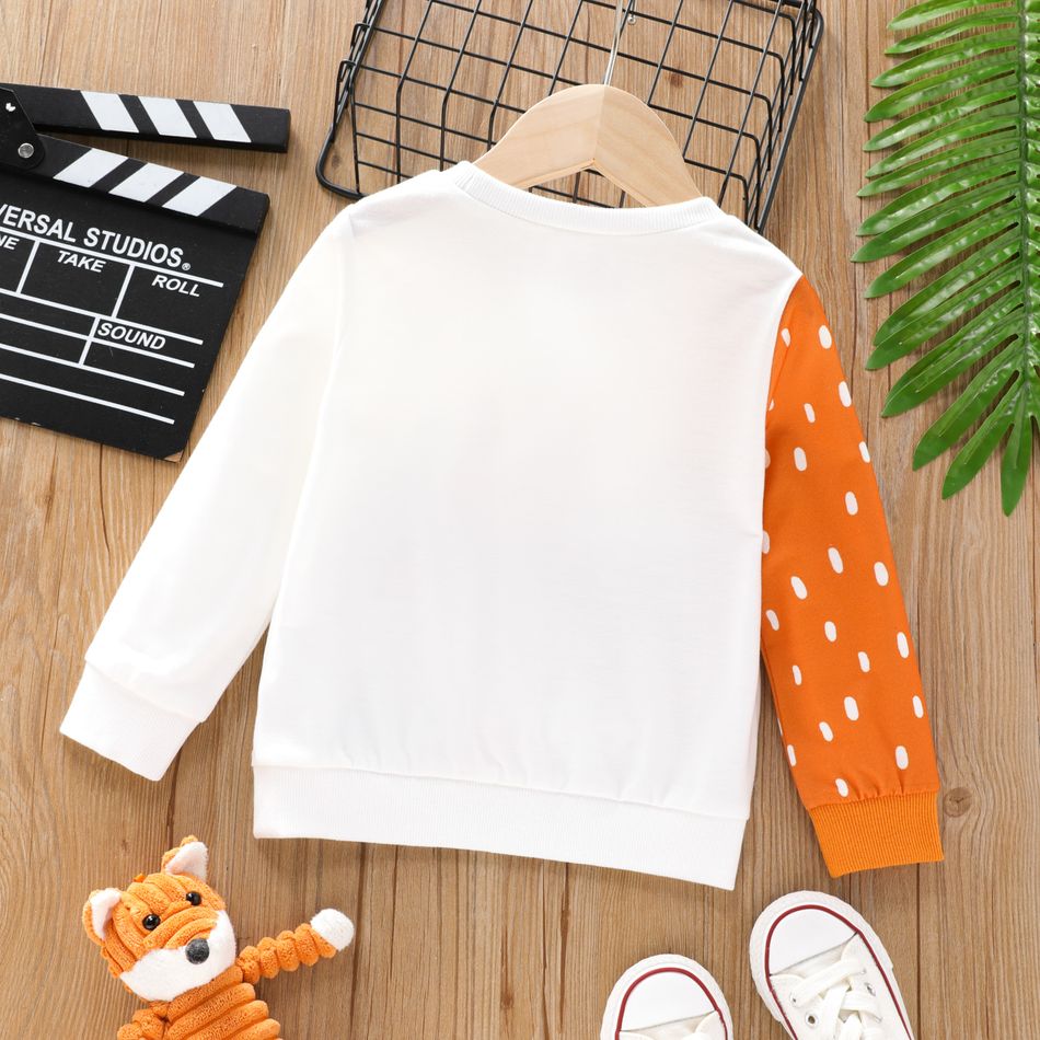 Toddler Boy Animal Fox Print Colorblock Pullover Sweatshirt White big image 2