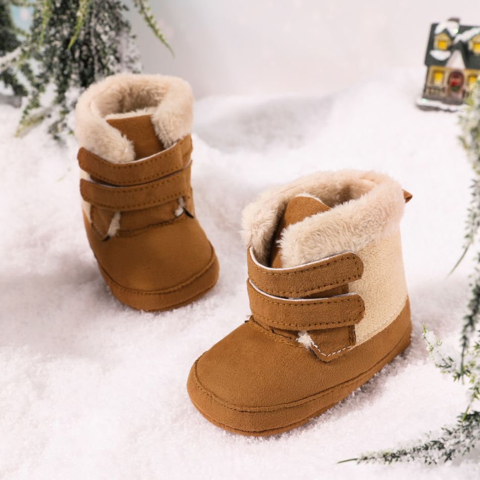 Baby / Toddler Fleece Lined Thermal High Top Prewalker Shoes Brown big image 2