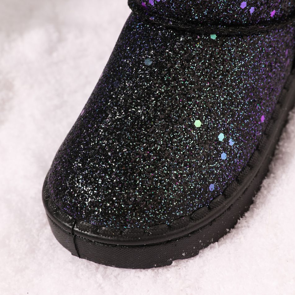 Toddler / Kid Allover Glitter Decor Black Snow Boots Black big image 4