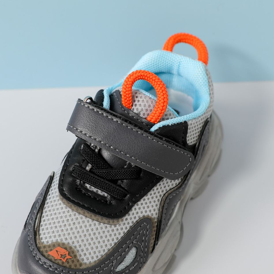 Toddler Mesh Panel Velcro Strap Chunky Sneakers Grey