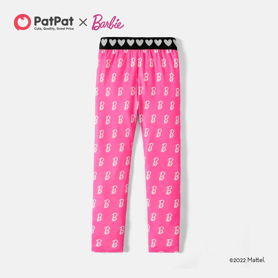 Barbie Kid Girl Unicorn/Letter Print Elasticized Leggings Pink