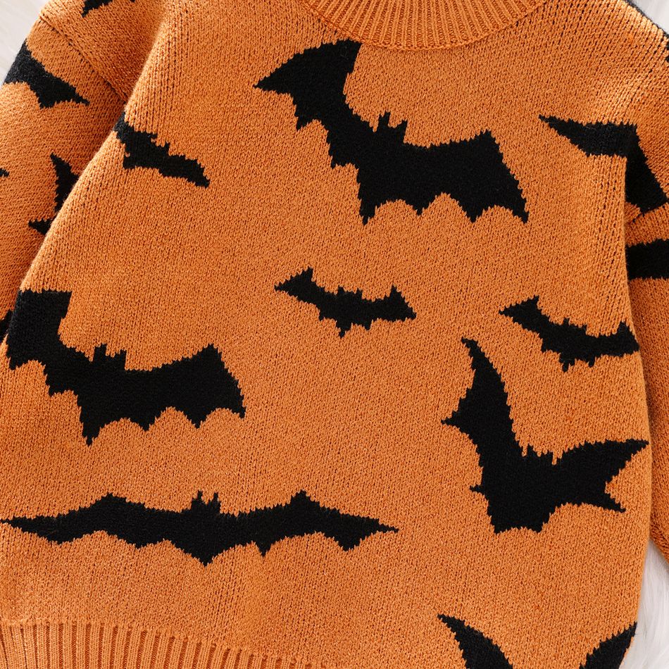 Toddler Boy/Girl Playful Halloween Graphic Orange Knit Sweater Orange big image 4