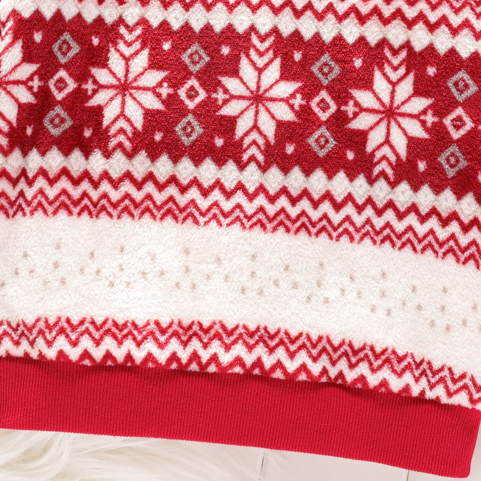 Toddler Boy/Girl Preppy style Christmas Snowflake Pattern Fleece Pullover Sweatshirt Red big image 5