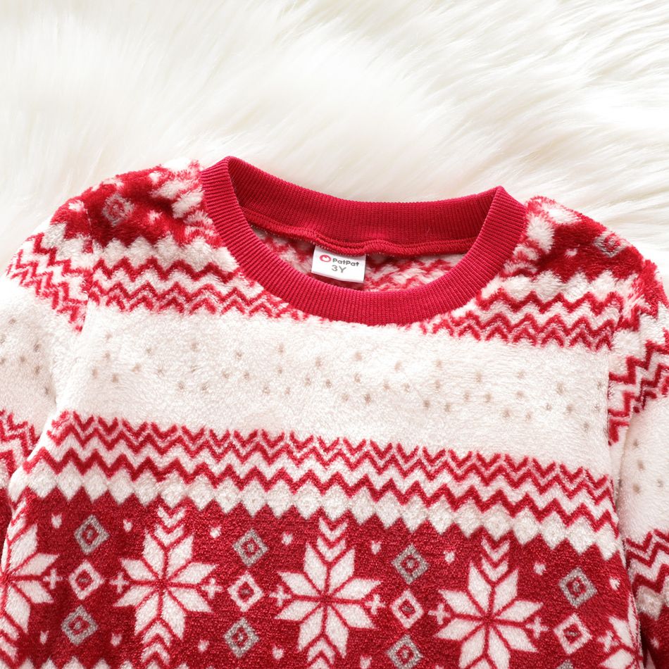 Toddler Boy/Girl Preppy style Christmas Snowflake Pattern Fleece Pullover Sweatshirt Red big image 4