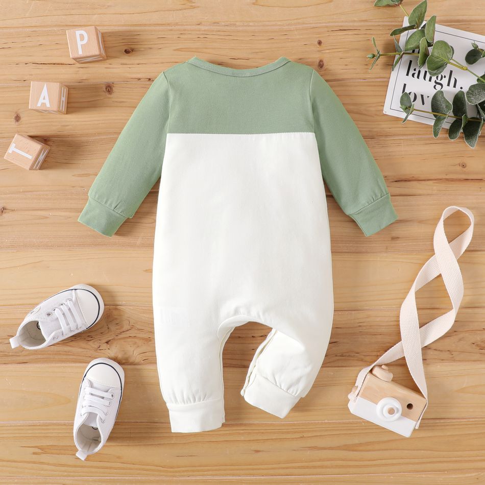 Neonato Unisex Cuciture in tessuto Essenziale Manica lunga Tute Verde big image 6