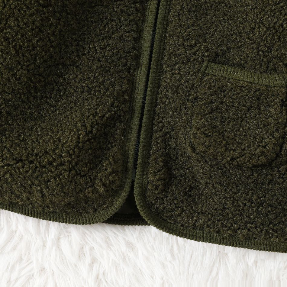 Baby Boy Thermal Sherpa Fleece Long-sleeve Zipper Coat army green 2 big image 5