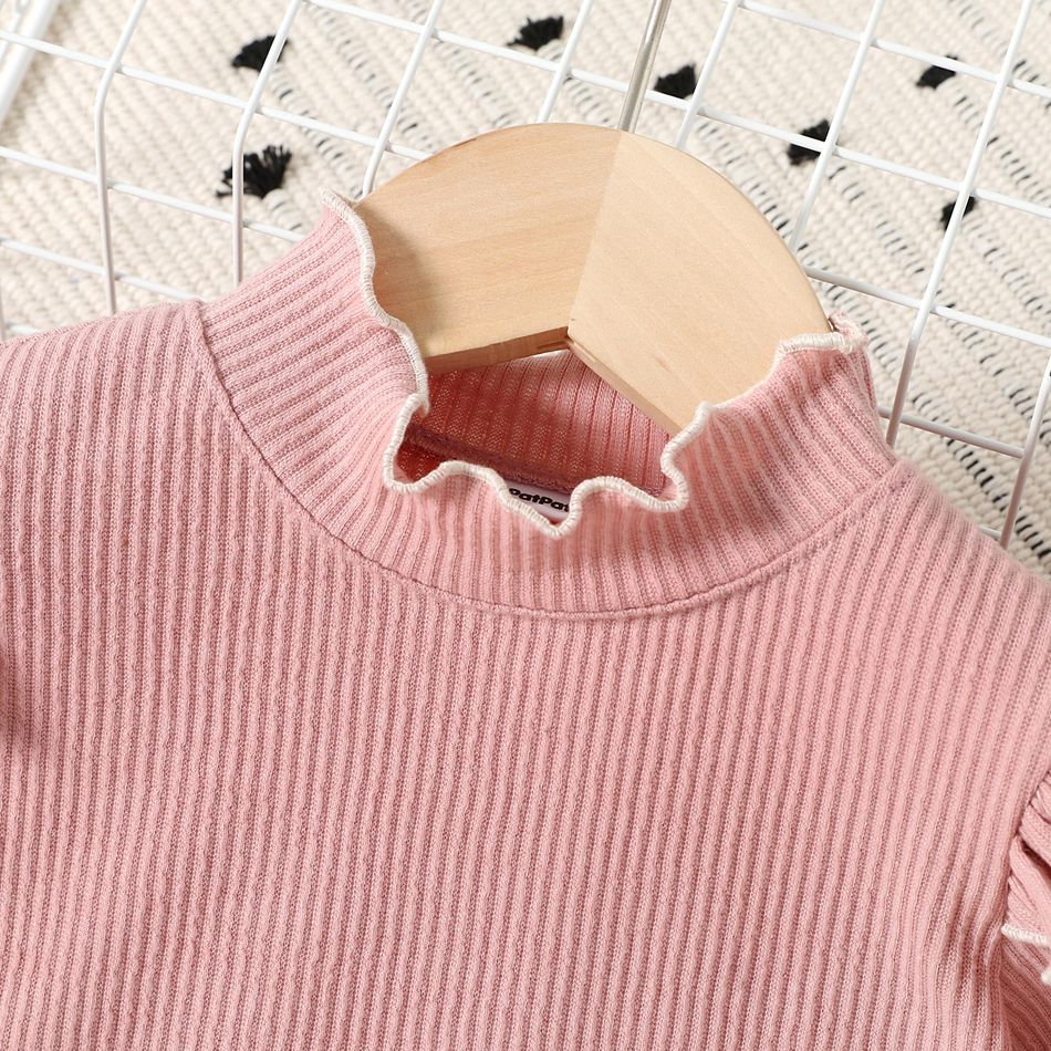 1 Stück Kleinkinder Damen Stehkragen Basics Langarm T-Shirts rosa big image 3