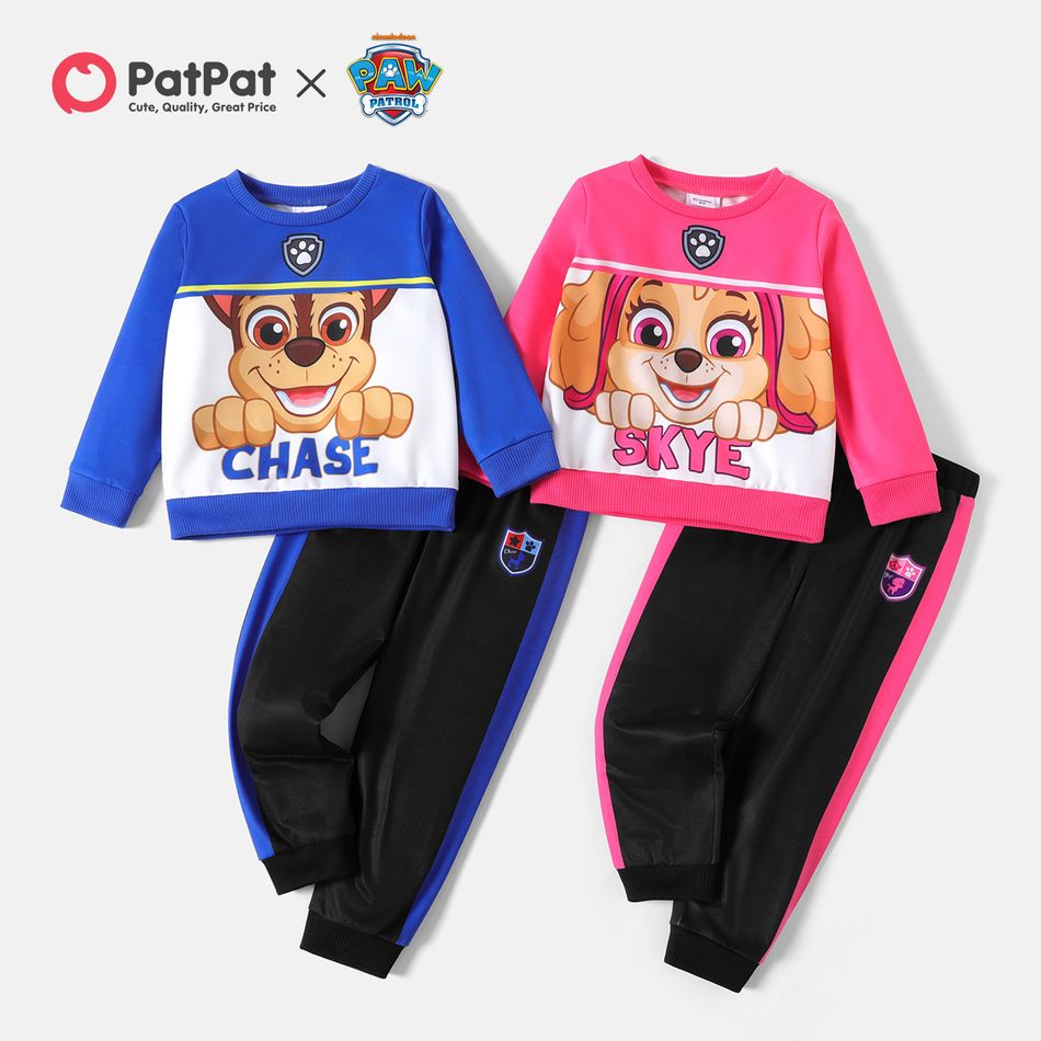 PAW Patrol 2pcs Toddler Girl/Boy Letter Print Sweatshirt and Elasticized Pants Set Roseo big image 2