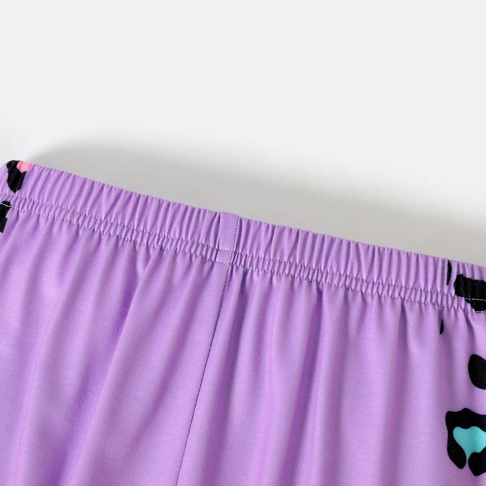 Barbie 2pcs Toddler Girl Leopard Print Pullover Sweatshirt and Purple Pants Set Purple