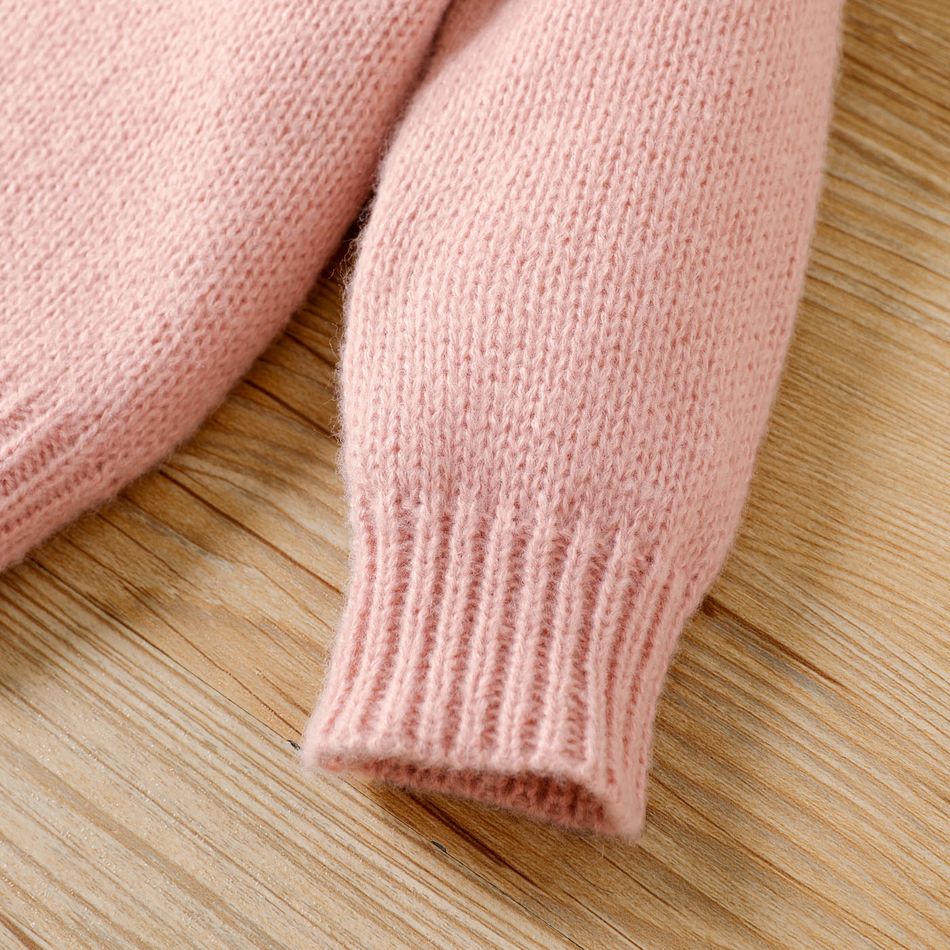 Baby Girl Flower Design Long-sleeve Knitted Pullover Sweater Pink