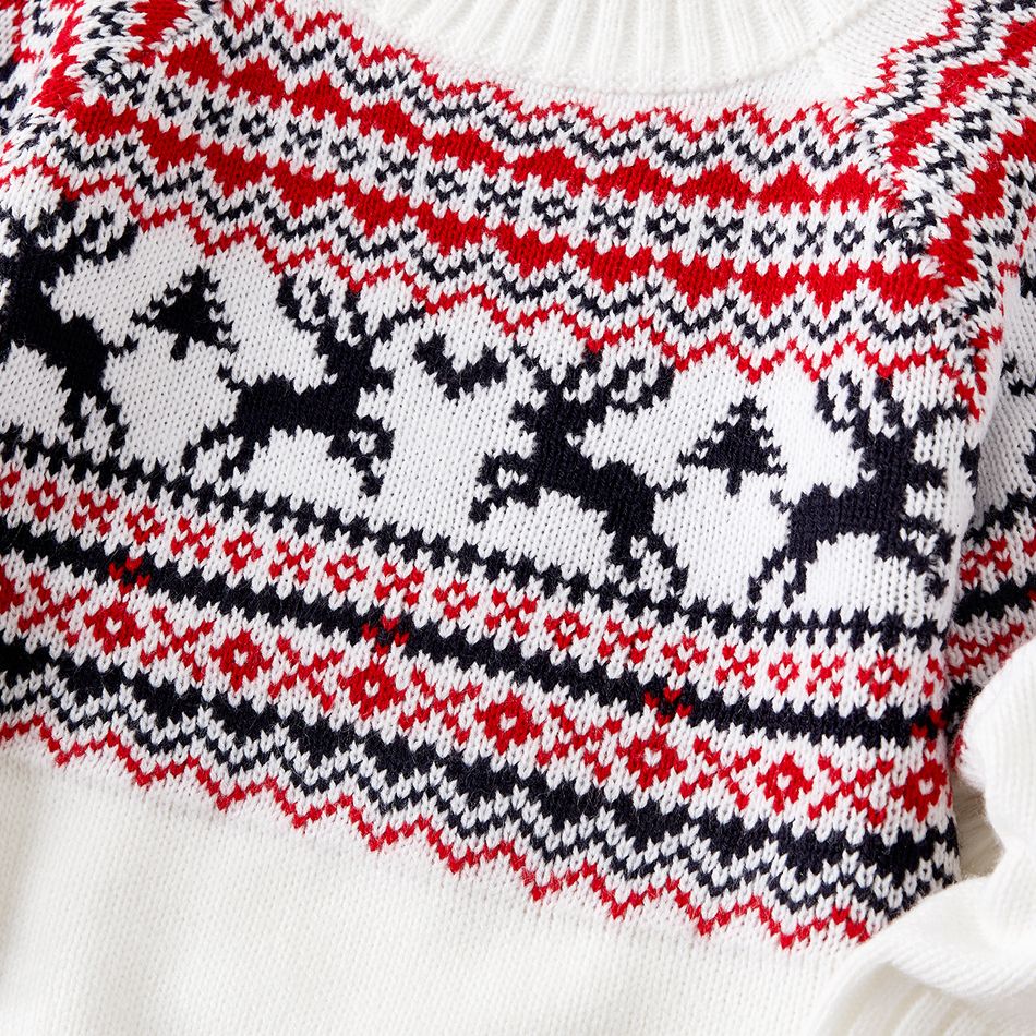 Christmas Deer Pattern Mock Neck Long-sleeve Knitted Sweater for Mom and Me BlackandWhite big image 4