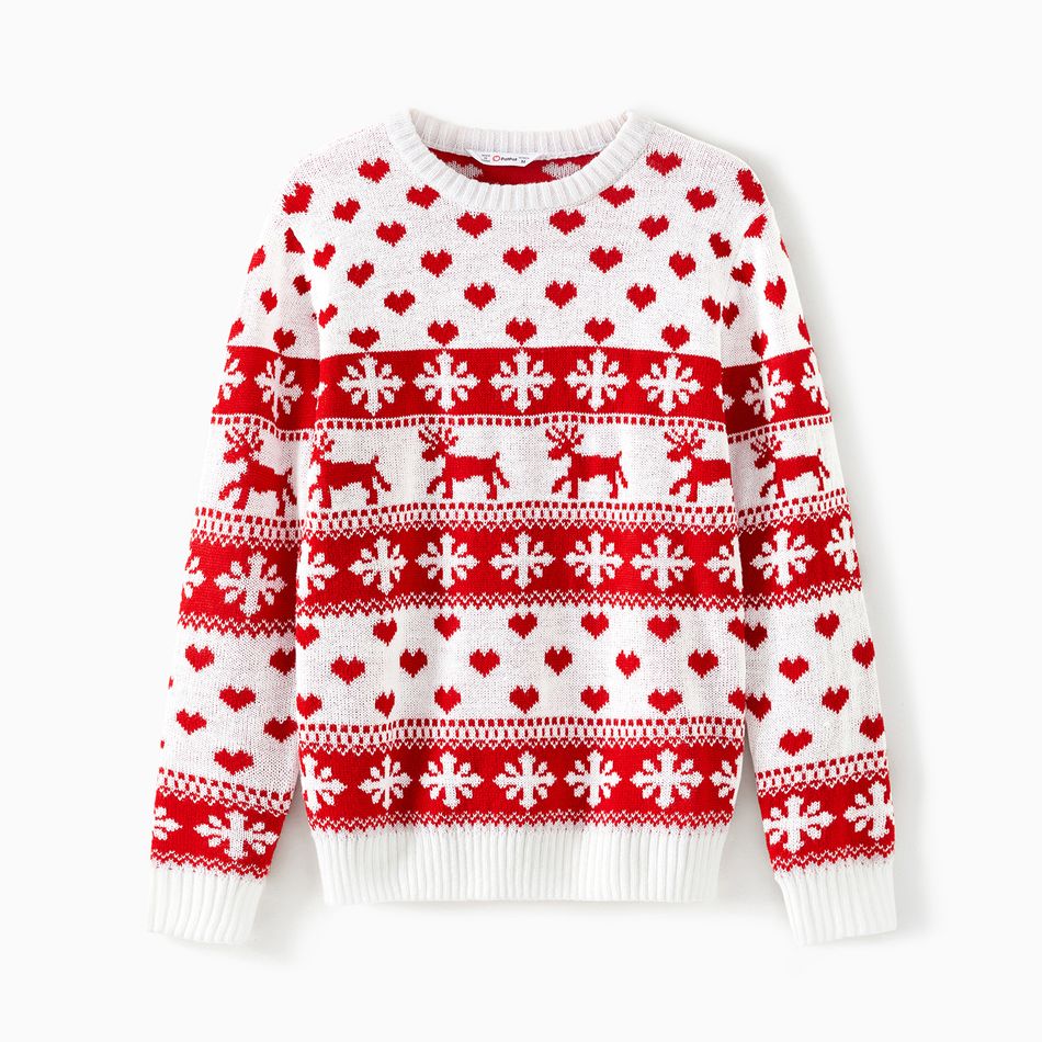 Christmas Family Matching Allover Pattern Long-sleeve Knitted Sweaters REDWHITE big image 5
